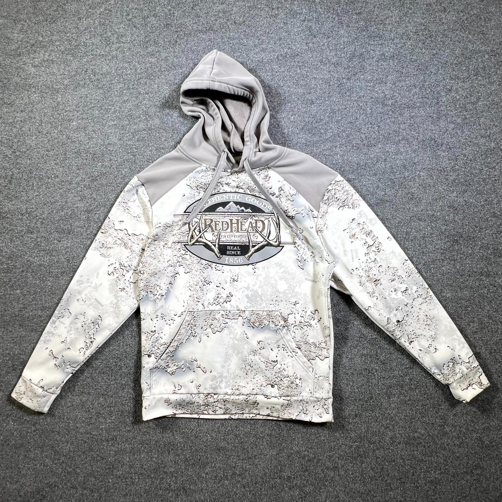 RedHead Hoodie Womens S Petite Gray Camo Graphic Fleece Lined Kangaroo Pocket